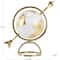 White & Gold Aluminum Tabletop Globe in Arrow Stand